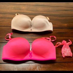 Two Victoria’s Secret Bombshell Strapless Bras